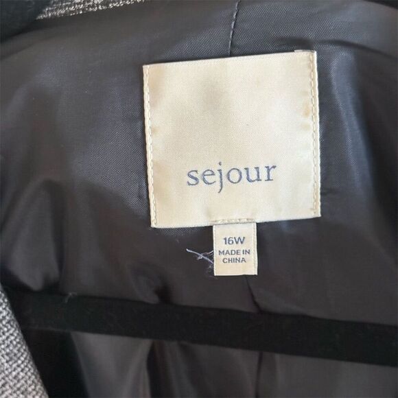 Sejour Women's Plus Size 16 Gray Herringbone Blazer Jacket - Picture 5 of 5